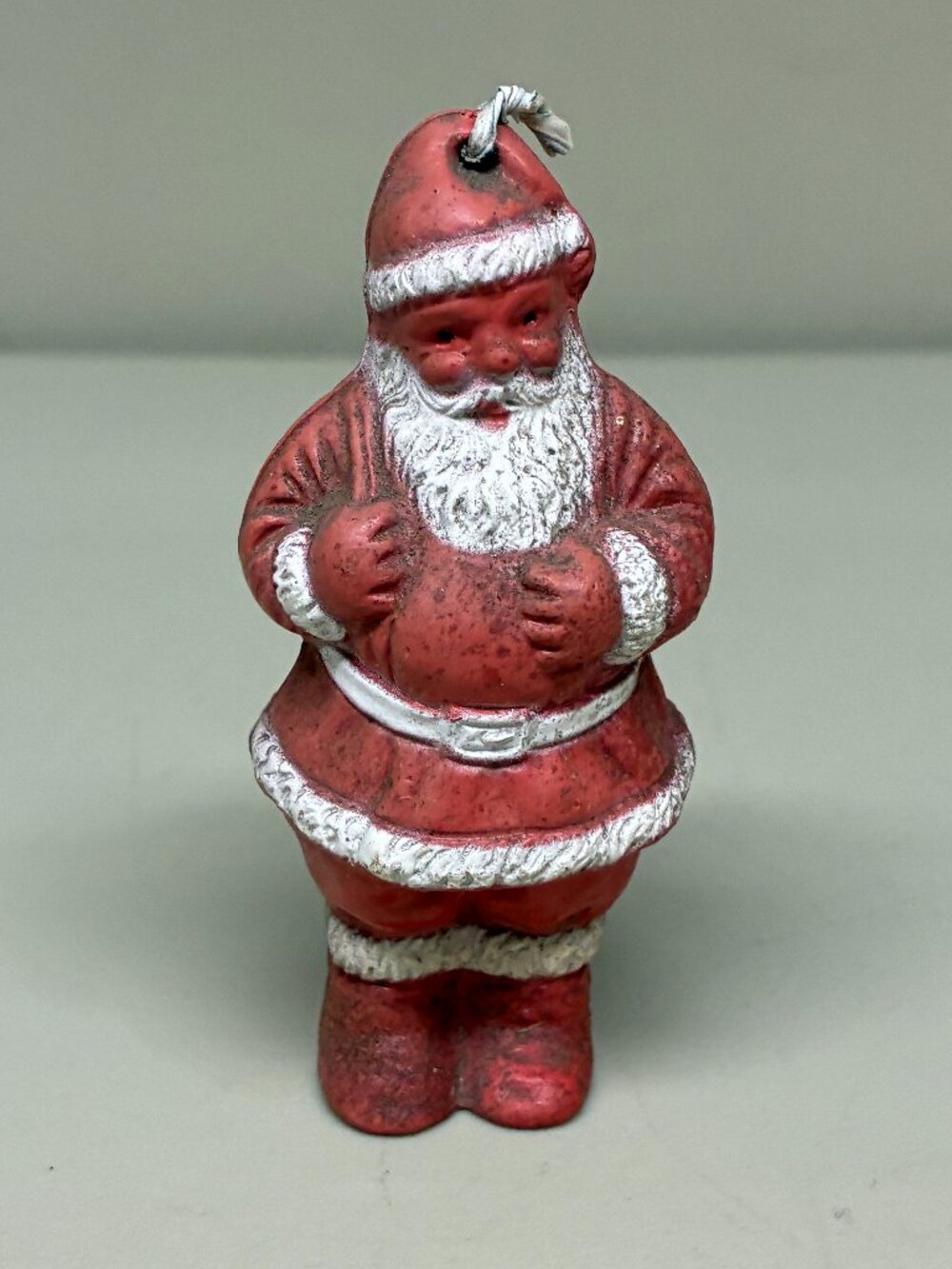 Vintage Irwin Celluloid Hard Plastic Santa Claus Candy Holder Ornament x2